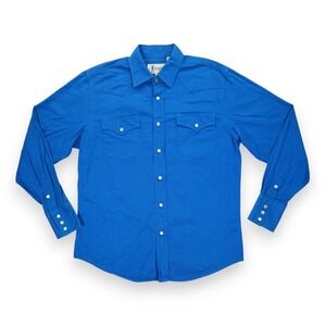 Starr Western Wear Shirt Mens Medium Blue Pearl Snap Cowboy Rancher Rodeo‎